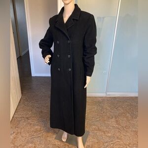 Sequence Black Double-Breasted Maxi Wool Coat Vintage Size 10